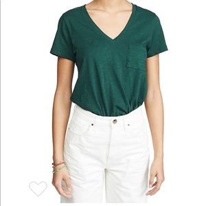 💕Madewell Green Whisper Cotton V-Neck Pocket Tee